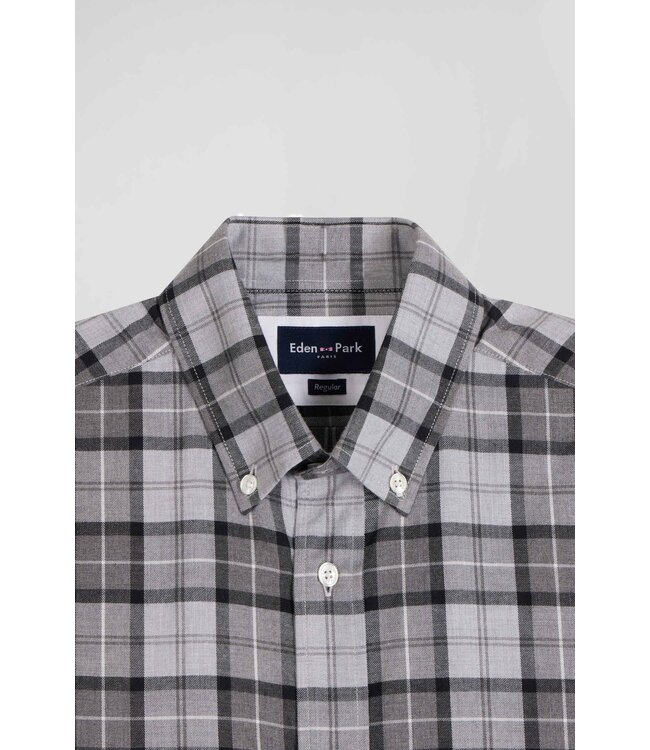 Eden Park Chemise régulière en coton à carreaux gris H24CHECL0024 GRM