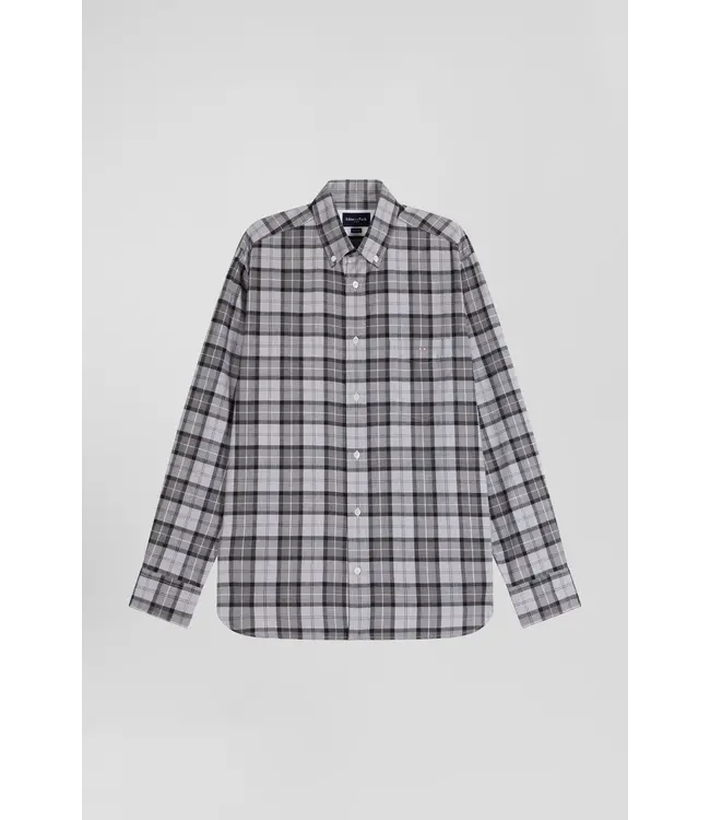 Eden Park Chemise régulière en coton à carreaux gris H24CHECL0024 GRM