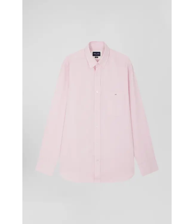 Eden Park Chemise régulière en coton sergé rose uni avec col boutonné H24CHECL0015 HOGGY ROC16