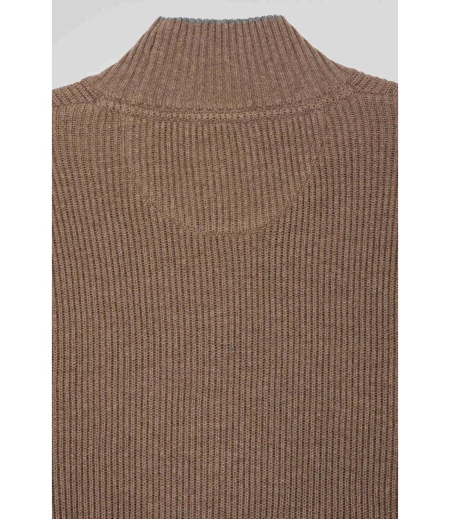 Eden Park Pull col montant régulier en laine et coton marron H24MAIPU0023 MAC3