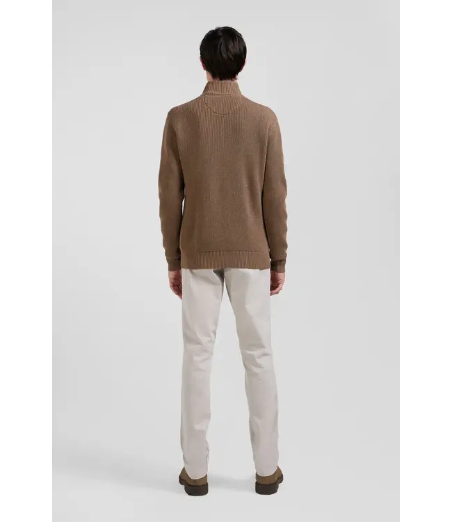 Eden Park Pull col montant régulier en laine et coton marron H24MAIPU0023 MAC3