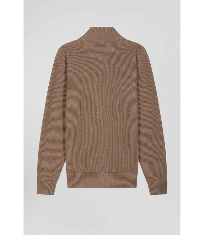 Eden Park Pull col montant régulier en laine et coton marron H24MAIPU0023 MAC3