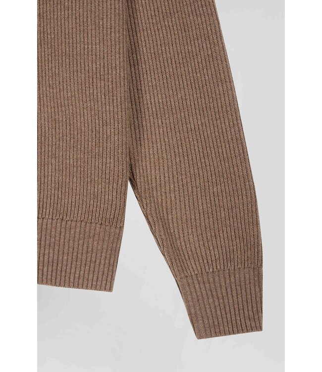 Eden Park Pull col montant régulier en laine et coton marron H24MAIPU0023 MAC3