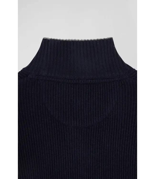 Eden Park Pull col montant régulier en laine et coton marine H24MAIPU0023 BLF27