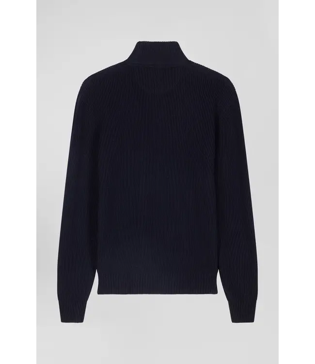 Eden Park Pull col montant régulier en laine et coton marine H24MAIPU0023 BLF27
