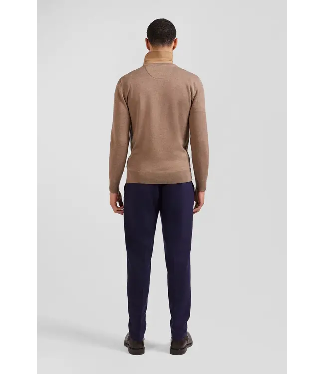 Eden Park Pull col rond régulier en laine et coton marron H24MAIPU0005 COFFEE