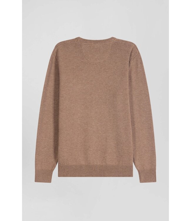 Eden Park Pull col rond régulier en laine et coton marron H24MAIPU0005 COFFEE