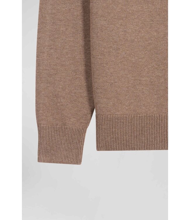 Eden Park Pull col rond régulier en laine et coton marron H24MAIPU0005 COFFEE
