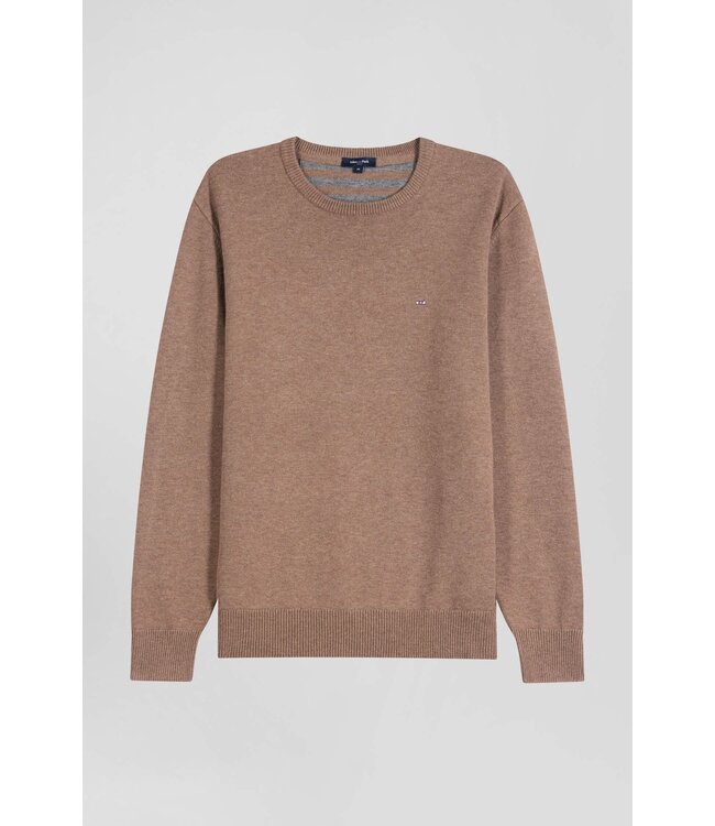 Eden Park Pull col rond régulier en laine et coton marron H24MAIPU0005 COFFEE