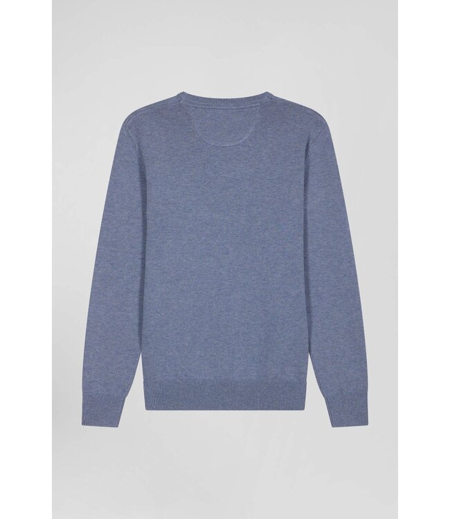 Eden Park Pull col rond régulier en laine et coton bleu clair H24MAIPU0005 BLUE CHINE