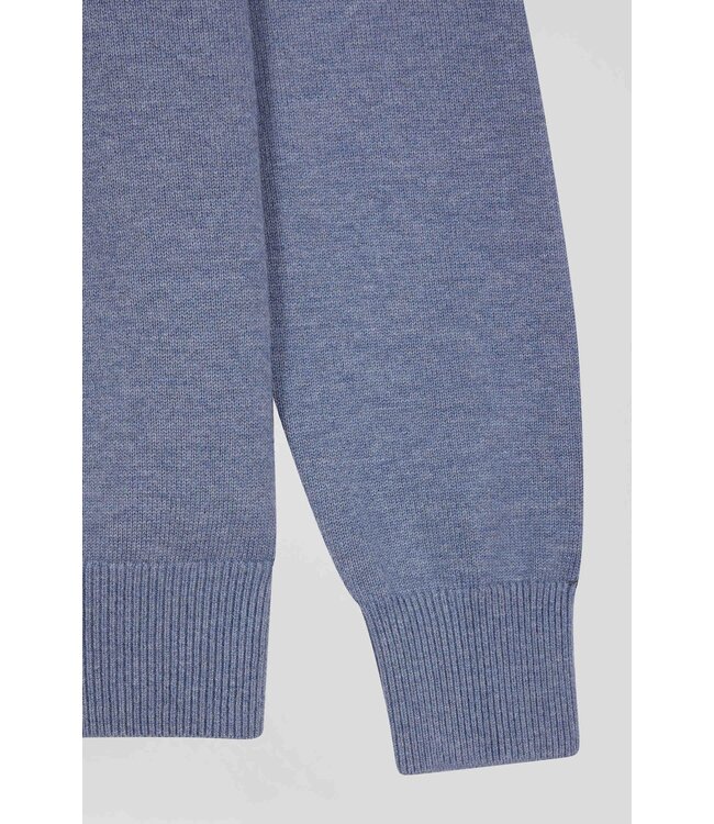 Eden Park Pull col rond régulier en laine et coton bleu clair H24MAIPU0005 BLUE CHINE