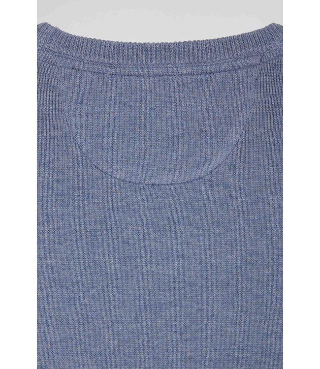 Eden Park Pull col rond régulier en laine et coton bleu clair H24MAIPU0005 BLUE CHINE