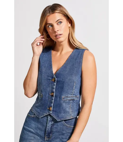 Tribal GILET EN DENIM SUPER STRETCH AVEC LIEN DANS LE DOS