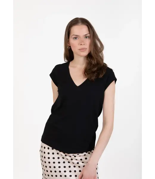 Coster Copenhagen T-shirt col V CC Heart NOIR