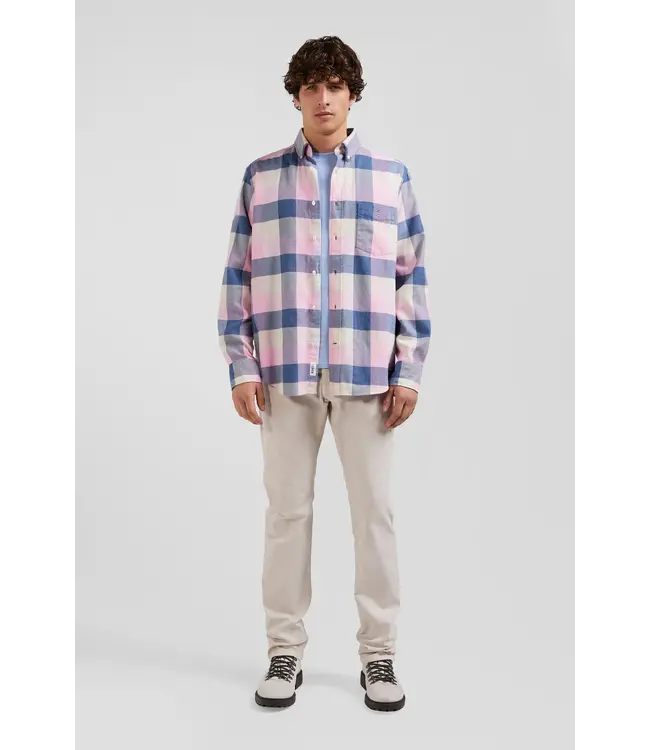 Eden Park Chemise à carreaux en coton rose coupe régulière