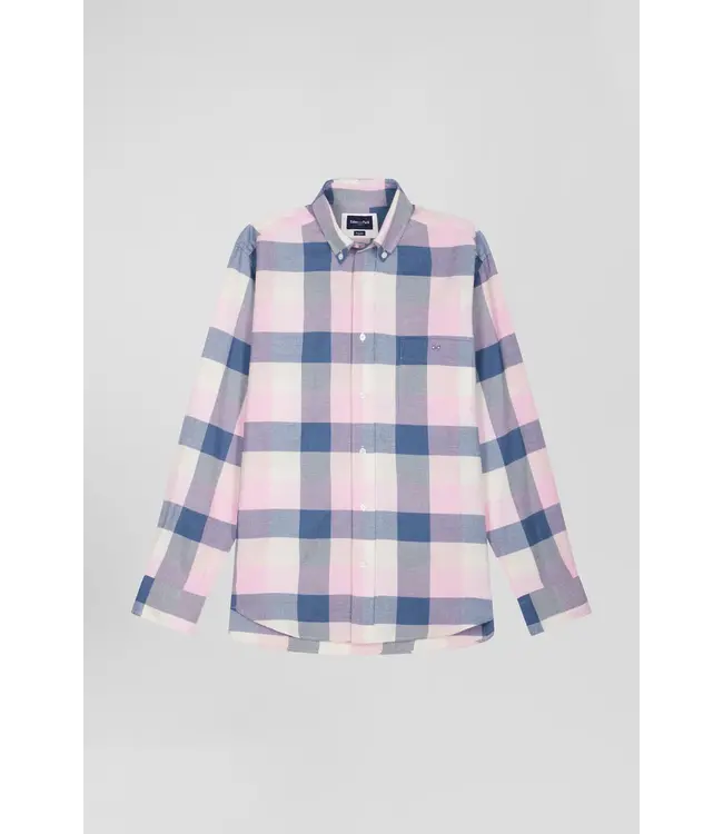 Eden Park Chemise à carreaux en coton rose coupe régulière H24CHECL0045 ROSE EP