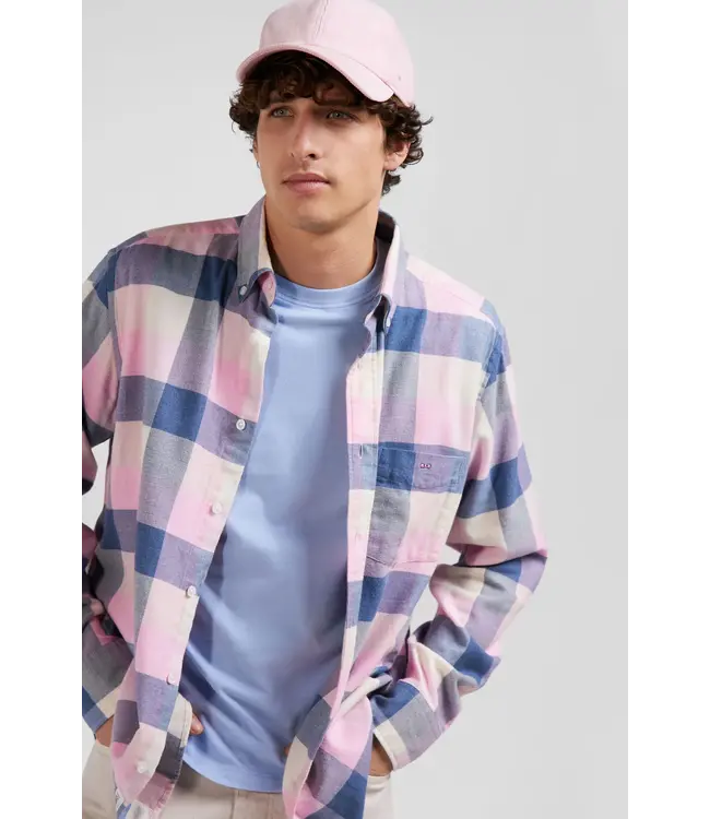 Eden Park Chemise à carreaux en coton rose coupe régulière H24CHECL0045 ROSE EP