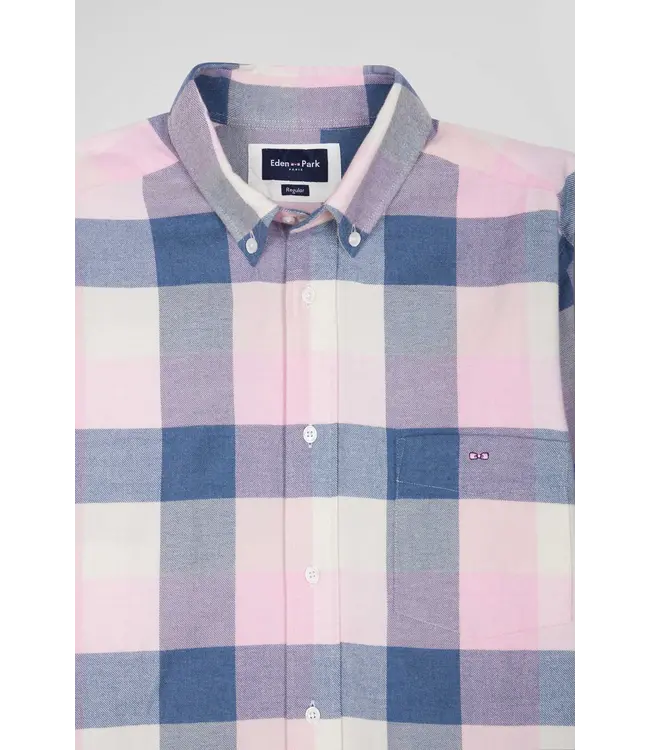 Eden Park Chemise à carreaux en coton rose coupe régulière H24CHECL0045 ROSE EP