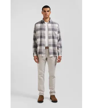 Eden Park Chemise à carreaux en coton gris chiné coupe régulière