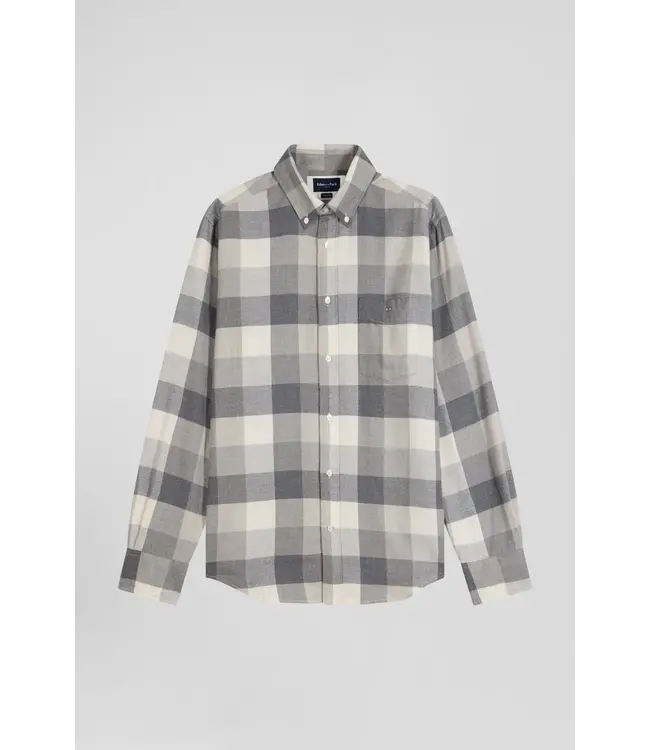 Eden Park Chemise à carreaux en coton gris chiné coupe régulière H24CHECL0045 GRIS CHINE