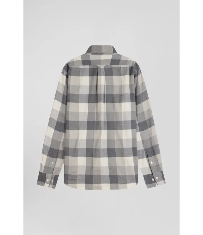 Eden Park Chemise à carreaux en coton gris chiné coupe régulière H24CHECL0045 GRIS CHINE
