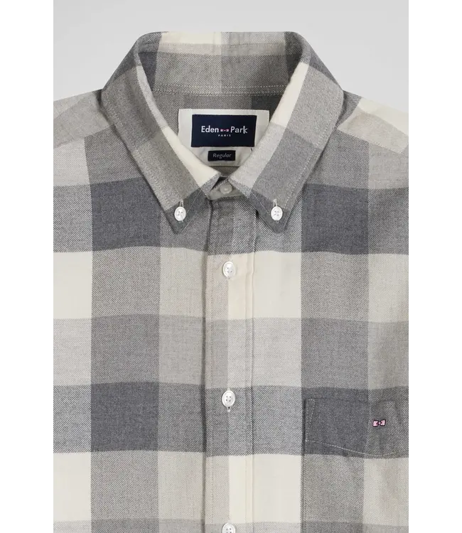 Eden Park Chemise à carreaux en coton gris chiné coupe régulière H24CHECL0045 GRIS CHINE