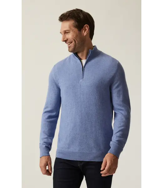 34 Heritage Pull en cachemire à fermeture éclair 1/4 bleu skipper