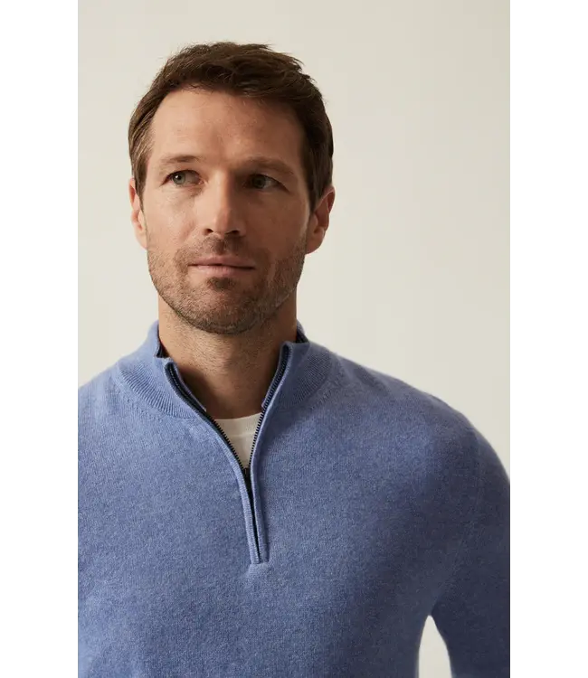 34 Heritage Pull en cachemire à fermeture éclair 1/4 bleu skipper H0710185-70697