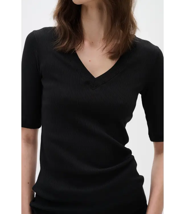 T-shirt rayé en V de DagnaIW 30106472 194008 Noir