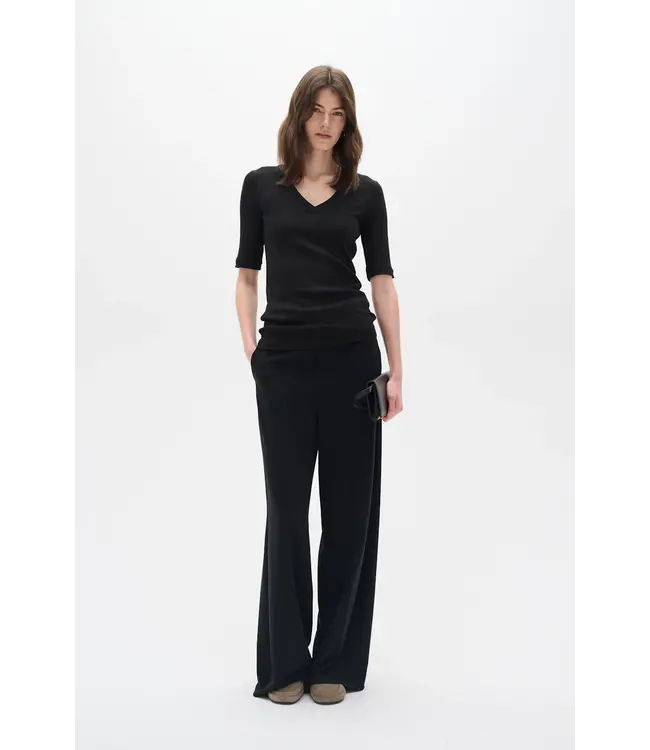 T-shirt rayé en V de DagnaIW 30106472 194008 Noir