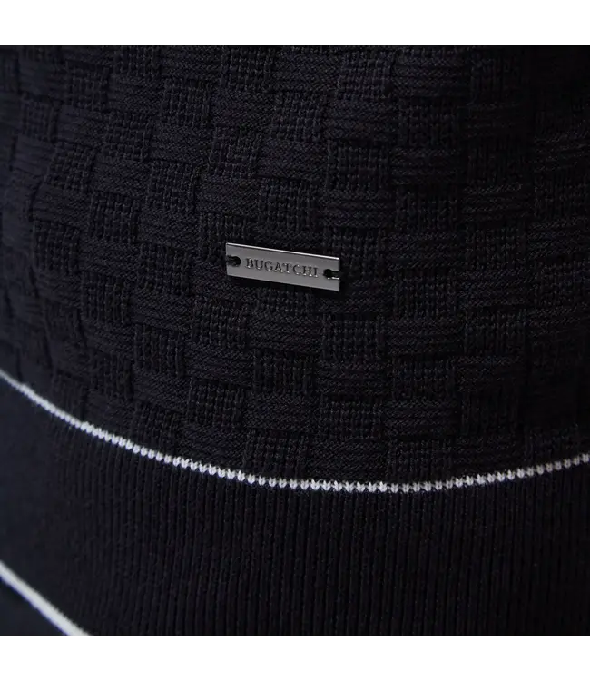 Bugatchi Pull polo à trois boutons avec point de panier GH560PO1 BLAC