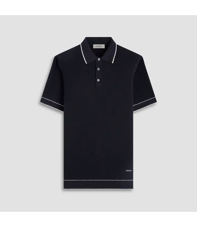 Bugatchi Pull polo à trois boutons avec point de panier GH560PO1 BLAC