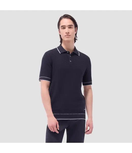 Bugatchi Pull polo à trois boutons avec point de panier