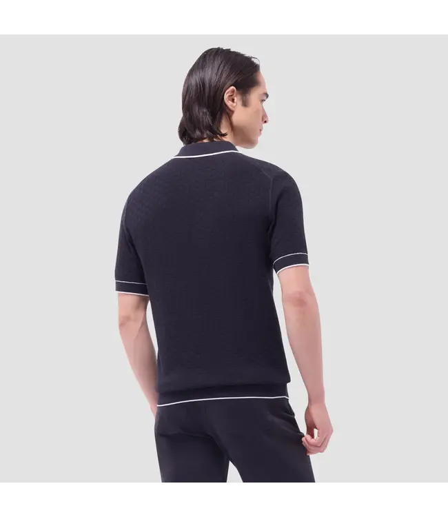 Bugatchi Pull polo à trois boutons avec point de panier GH560PO1 BLAC