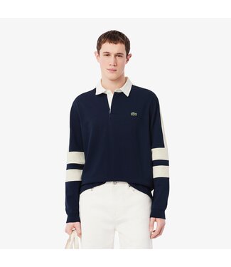 Lacoste Polo de rugby à coupe classique et blocs de couleurs marine