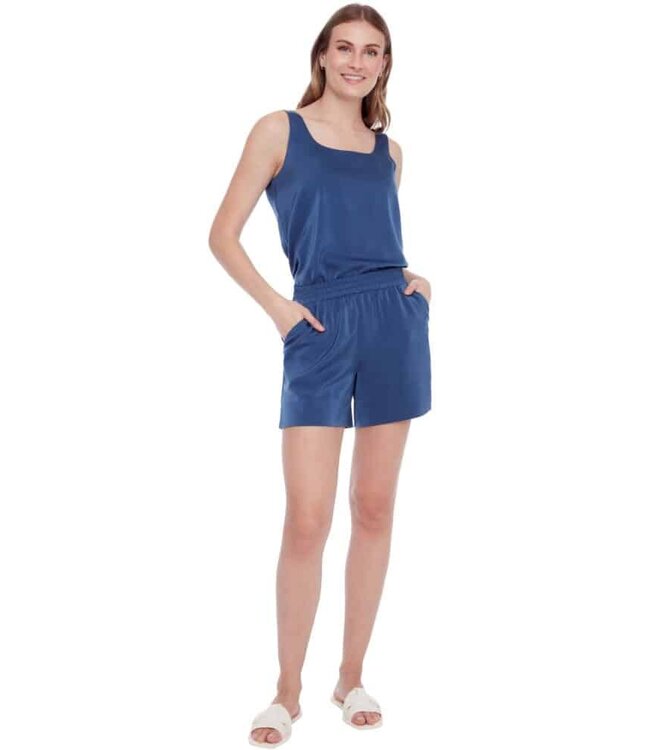 Tyler Madison SHORT ROSE EN SATIN UNI MARINE