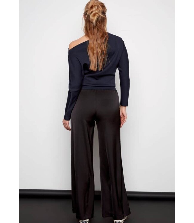 Tyler Madison PANTALON  EN SATIN UNI DIMITRA NOIR