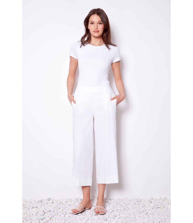 PANTALON EN LIN CROPPÉ BLANC