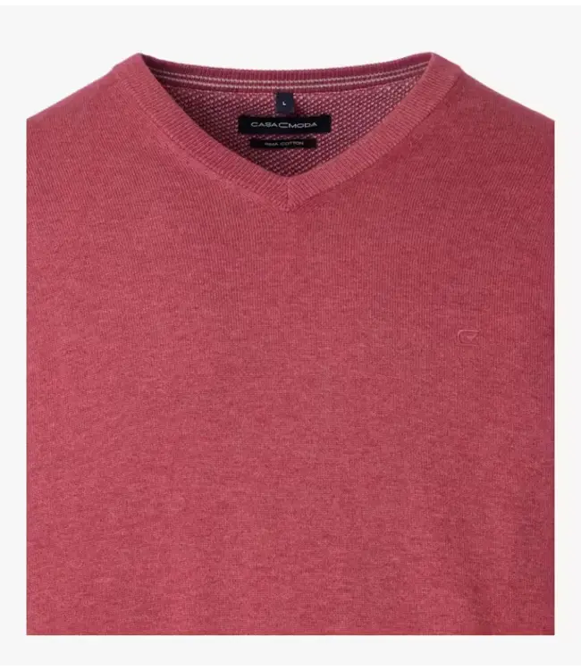 Casa Moda CHANDAIL COTON PIMA V-NECK ROUGE