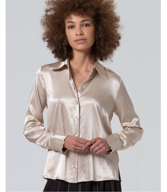 SURKANA Chemise en satin à volants Beige