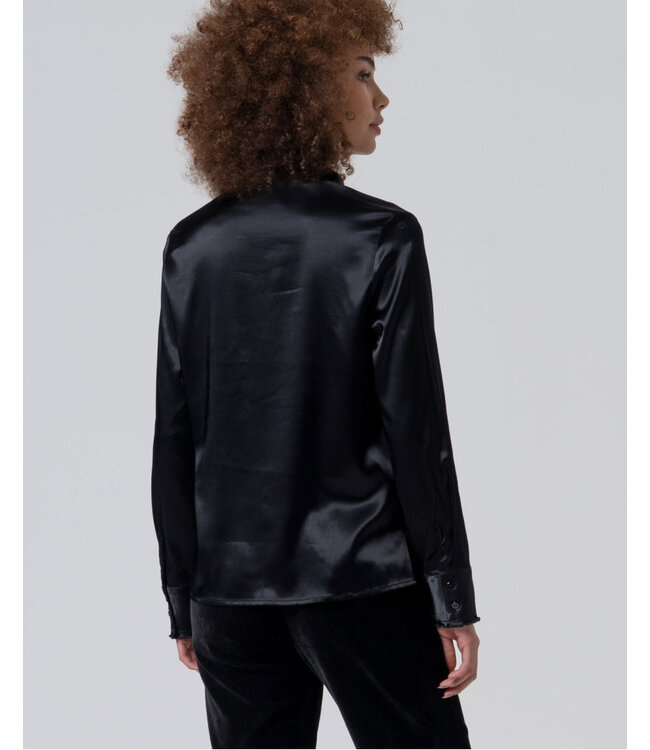 SURKANA Chemise en satin à volants Noir 565LIKI122 00 BLACK