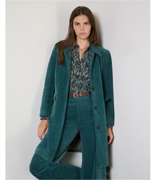 SURKANA Manteau long structuré en chenille Bleu acier