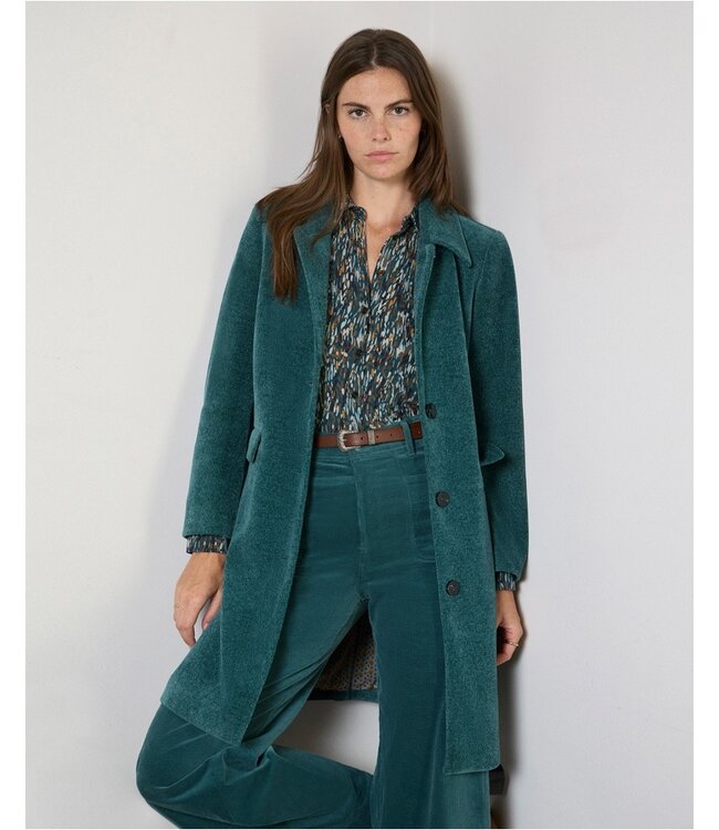 SURKANA Manteau long structuré en chenille Bleu acier 565MASE411 58 STEEL BLUE