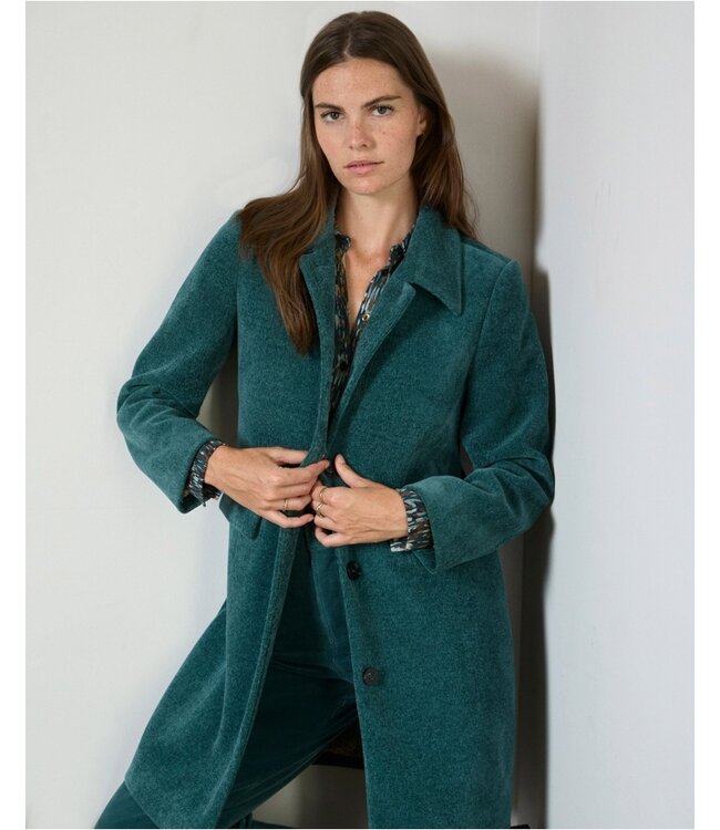 SURKANA Manteau long structuré en chenille Bleu acier 565MASE411 58 STEEL BLUE