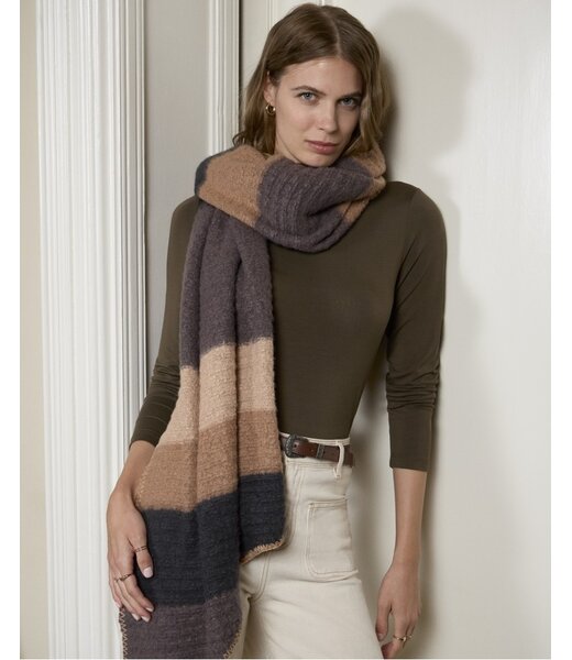 SURKANA Echarpe en tricot rayé Chocolat
