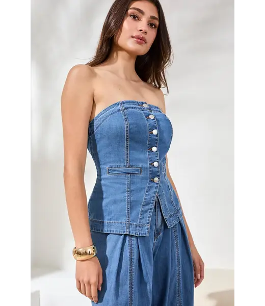 Tribal Bustier en jean à boutons sur le devant