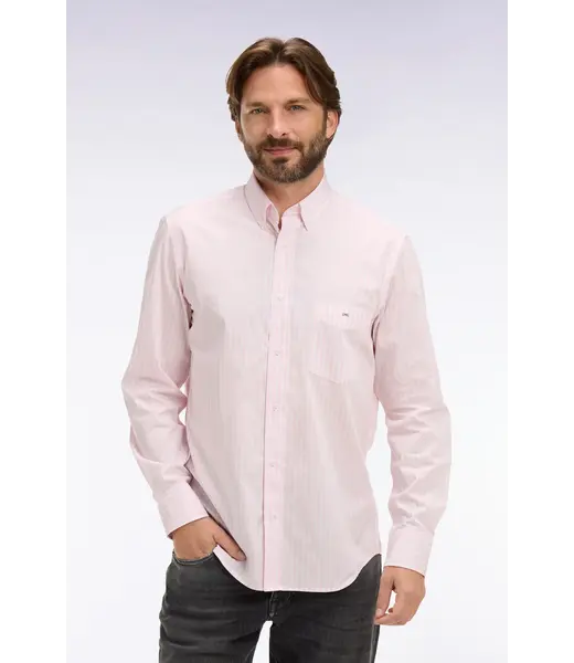 Eden Park Chemise en coton rose à rayures bâtons