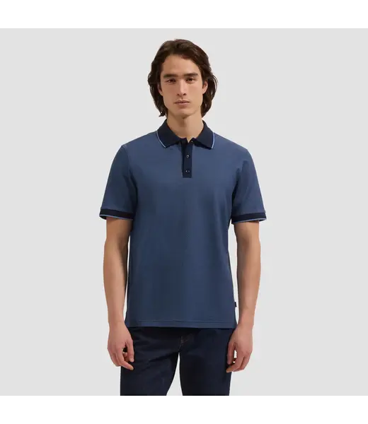 Bugatchi Polo à trois boutons Bird's Eye NAVY
