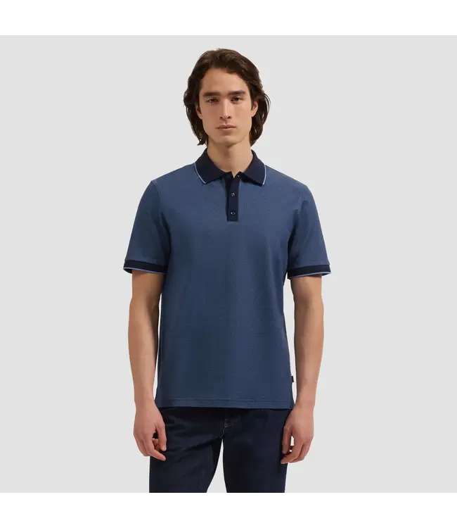 Bugatchi Polo à trois boutons Bird's Eye JF2005F67 NAVY