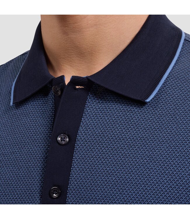 Bugatchi Polo à trois boutons Bird's Eye JF2005F67 NAVY